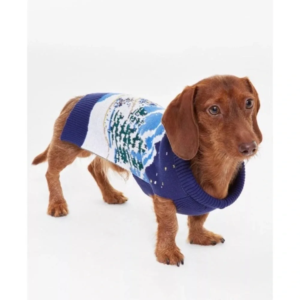 Holiday Lane XS Pet Sweater snowy village town wonderland Blue family sweaters